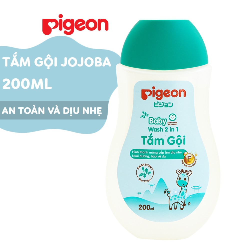 Sữa Tắm Gội Pigeon Cho Bé Dịu Nhẹ 200ml Hoa Hướng Dương (Tắm Gội 2in1 Sơ Sinh, Không cay mắt)