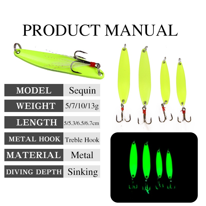 Mồi Câu Cá Dạ Quang Kích Thước 5G / 7G / 10G / 13G Bằng Sắt Dạ Quang