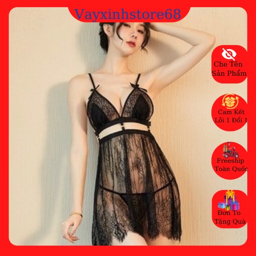 Hàng Cao Cấp - Đầm Ngủ/ Váy Ngủ 5228 Ren Xuyên Thấu Tặng Kèm Quần Lọt Khe Siêu Xinh