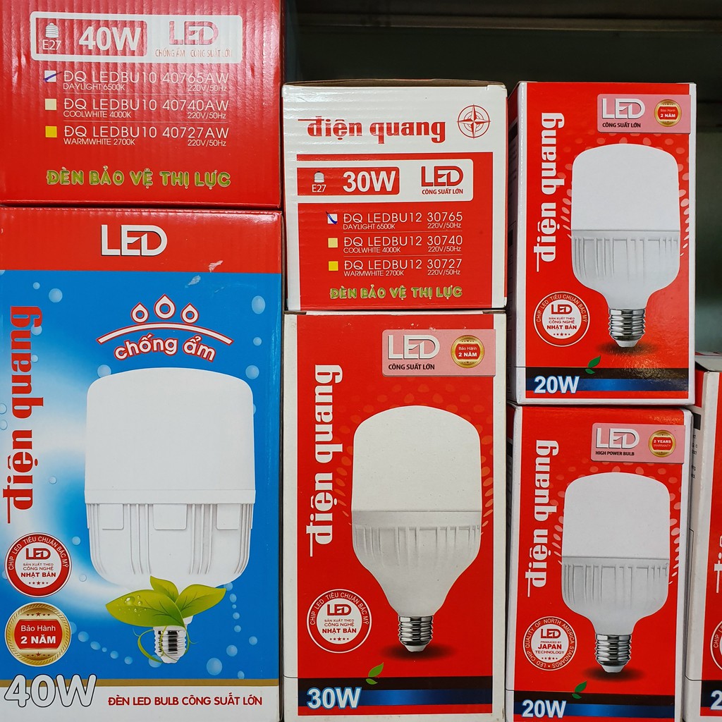 [Hoàn Tiền 100%] Bóng Đèn LED Bulb Điện Quang ĐQ Chống Ẩm 20W, 30W, 40W Hoàn Tiền 100% Nếu Không Phải Hàng Chính Hãng