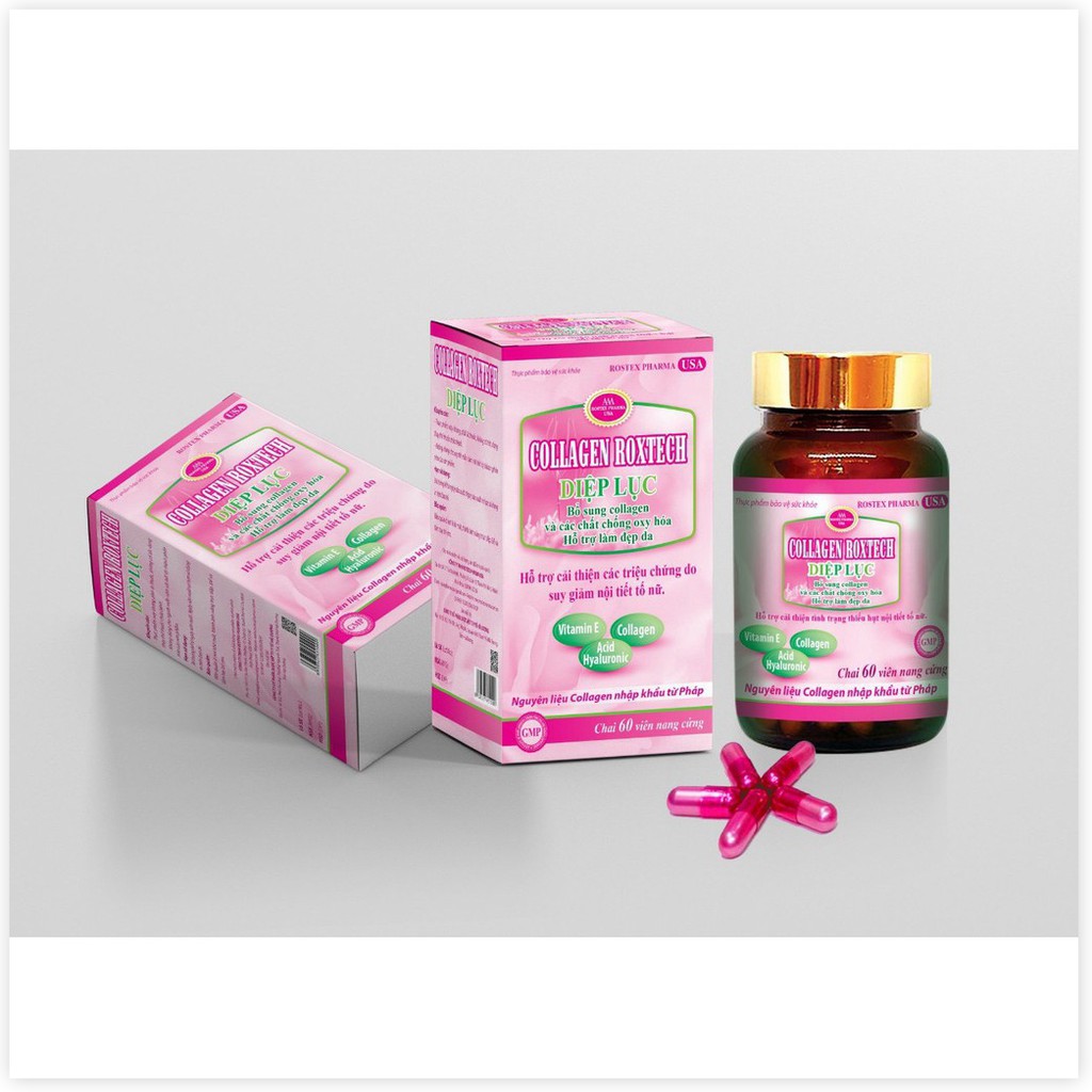 Cốm Collagen Roxtech Diệp Lục thiên nhiên, đẹp da sáng da, chống lão hóa, mờ thâm, cân bằng nội tiết tố nữ