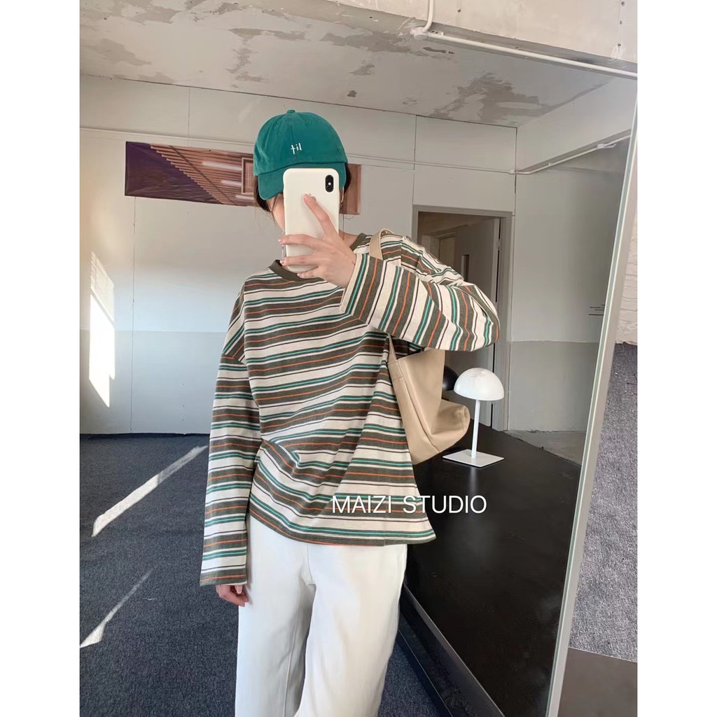 Áo thun kẻ ngang Maizi 8005 Ulzzang Hàng Quảng Châu