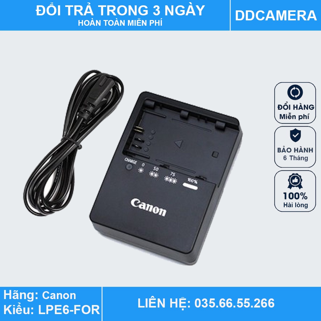 Sạc pin LPE6 cho Canon 5DII,5DIII,6D,7D,60D,70D - Hàng nhập khẩu