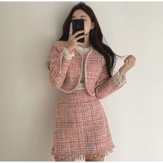 Sét Áo Dạ Tweed Kèm Chân Váy - Hàng Đẹp- Hàng Có Sẵn- FREESHIP
