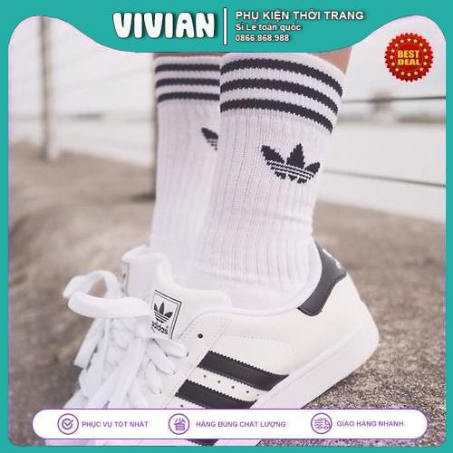 Vớ ADIDAS cổ cao 3 sọc [ Hàng loại ] Tất thể thao nam nữ sợi COTTON thấm hút mồ hôi, kháng khuẩn, khử mùi