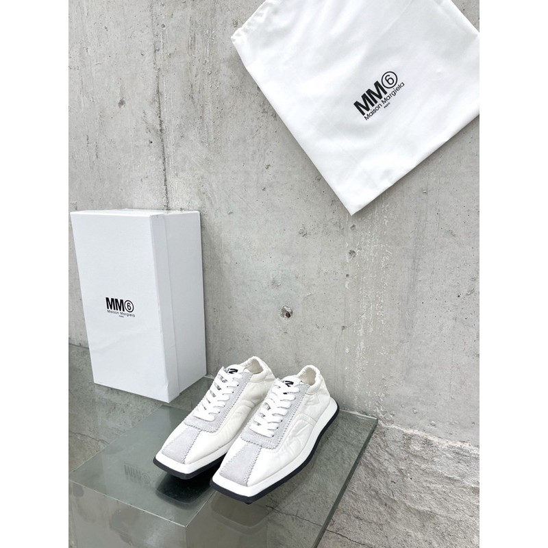 Giày thể thao nữ mũi vuông đế bành da thật cao cấp Maison Margiela