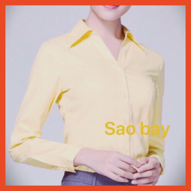 Áo sơ mi vàng sao bay cao cấp vải kate ý ,from bao đep,đường may chắc chắn