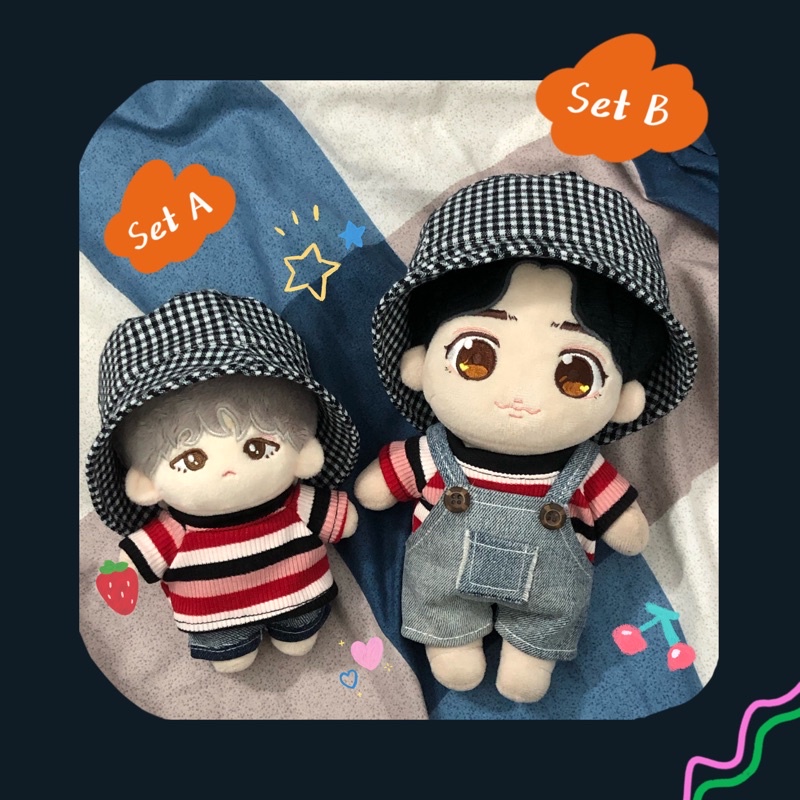 Set áo kẻ yếm - quần jean 15,20cm