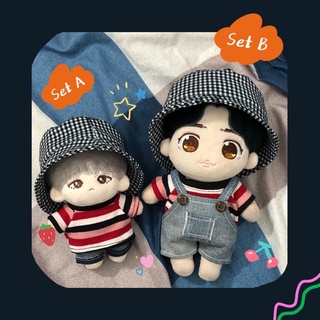 Set áo kẻ yếm - quần jean 15,20cm
