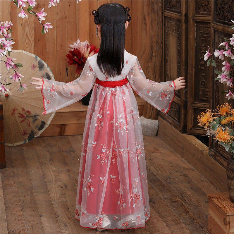 Trẻ em Hanfu Girls Summer Super Fairy Dress Aua Quần áo Phong cách Trung Quốc Bộ đồ trẻ em Nữ Váy cổ tích cổ