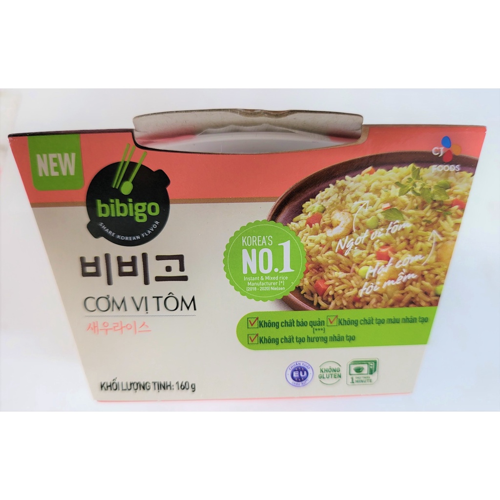 [Hộp 160g – VỊ TÔM ] CƠM ĂN LIỀN Bibigo [VN] CJ FOODS (Shrimp Flavor) Instant Rice (halal)
