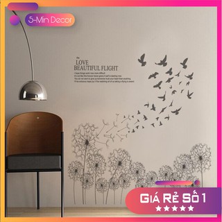 Decal Dán Tường Bồ Công Anh Trong Gió Đơn Giản Hiện Đại
