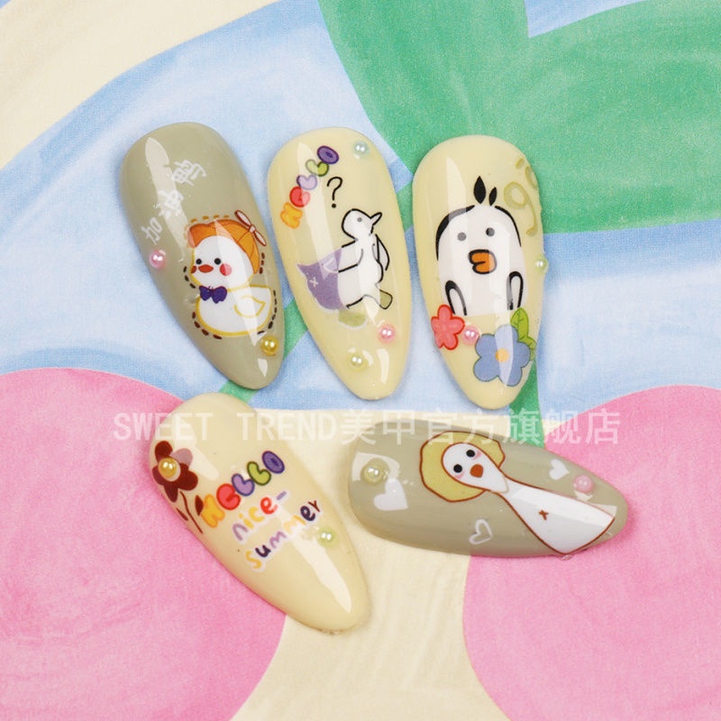 Nhãn dán móng tay 3D STZPRONAIL hình vịt / gấu / thỏ dễ thương xinh xắn cho bé