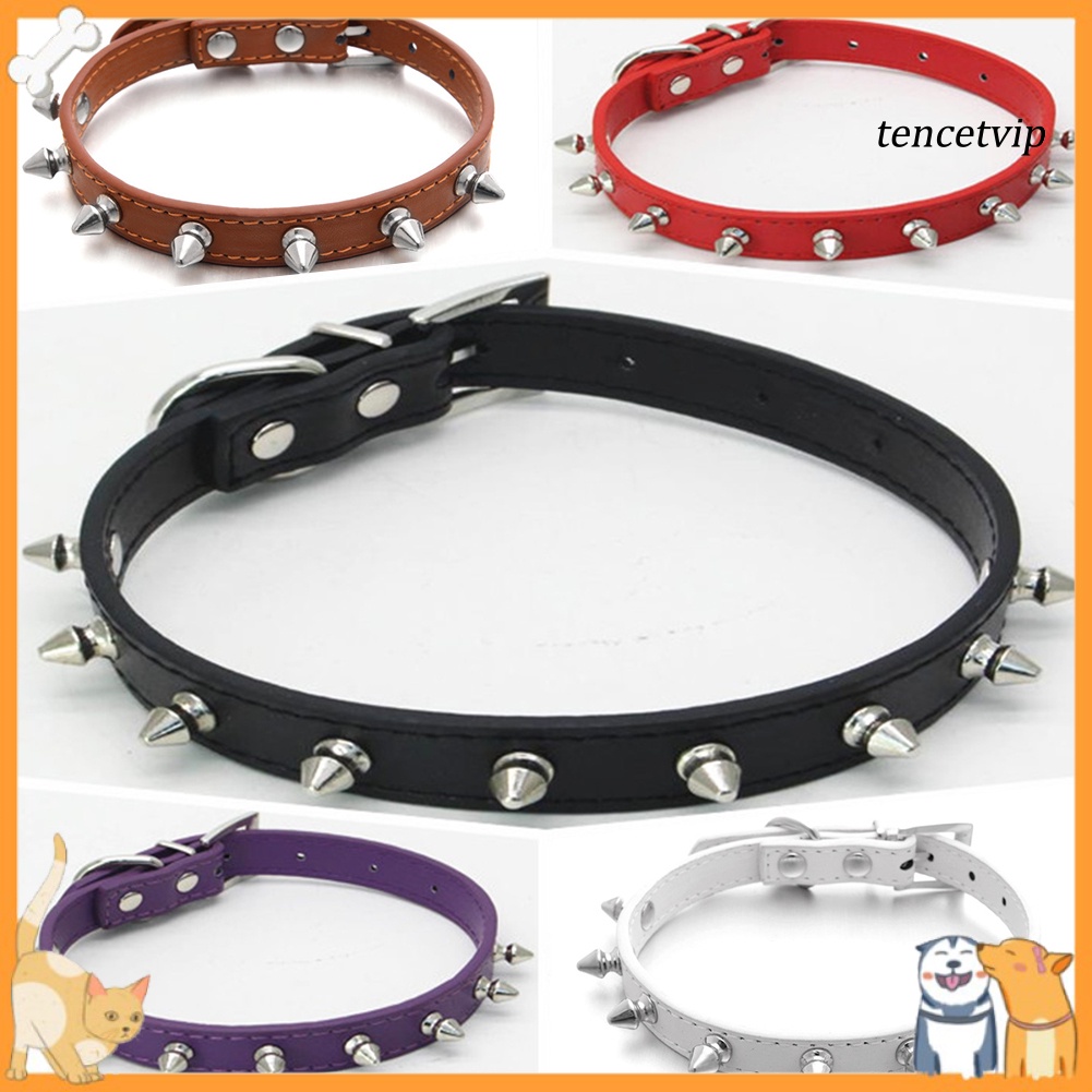 Vòng cổ da giả đính đinh tán thời trang cá tính dành cho thú cưng