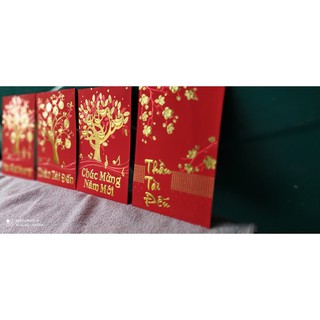 BAO LÌ XÌ 2022 NHUNG ÉP KIM CAO CẤP 3D LOẠI NHỎ XẤP 6 CÁI