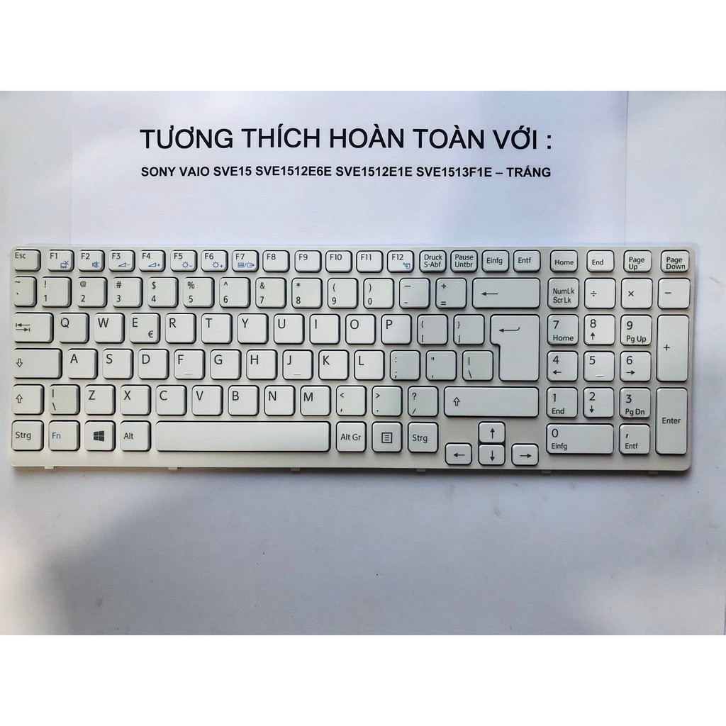 Bàn Phím Laptop SONY VAIO SVE15 SVE1512E6E SVE1512F1E Trắng Hàng Mới 100% Bảo Hành 12 Tháng Toàn Quốc