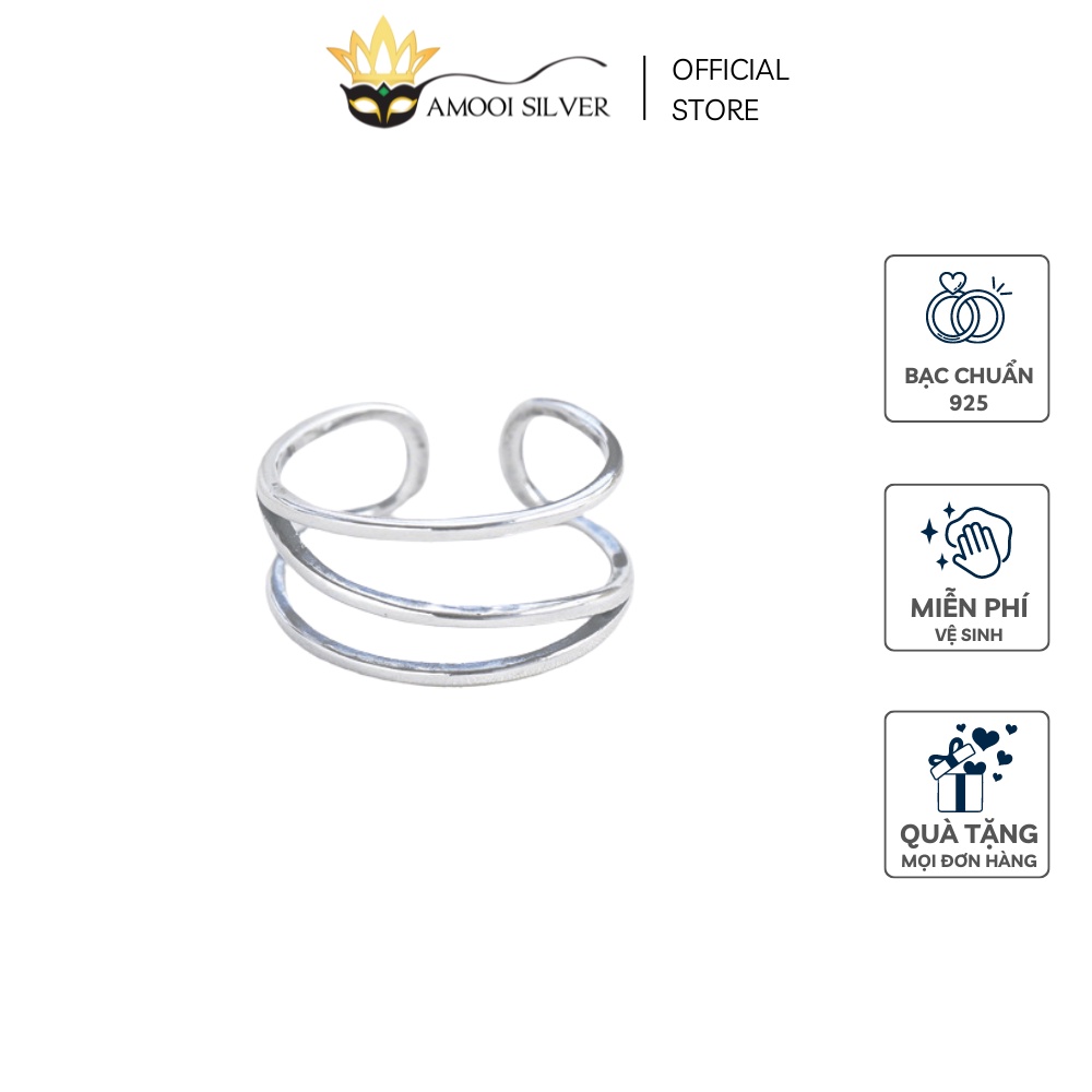 Nhẫn bạc S925 3 lớp xoắn dạng thanh mãnh - Amooi Silver AN104
