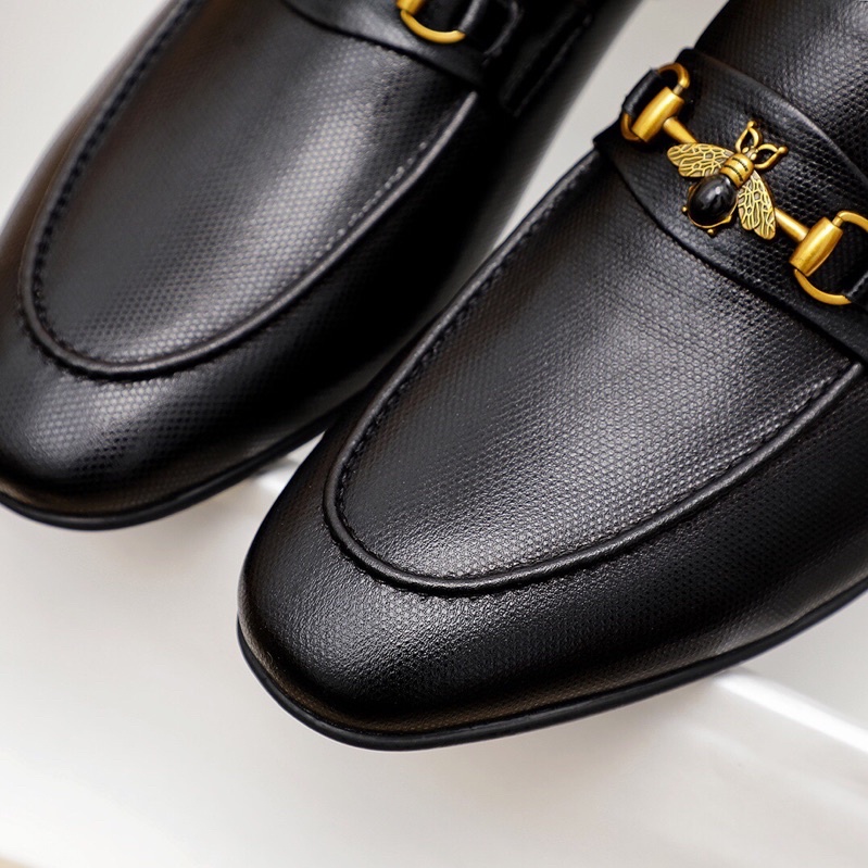 Giày tây lười cao cấp da thật thương hiệu Gucci GC/GG dáng công sở lịch lãm cho nam