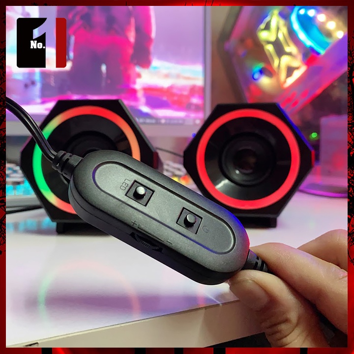 Loa Máy Tính Để Bàn Mini Led Rgb 2.0 Kisonli L-6060 Loa Vi Tính Laptop Gaming Nghe Nhạc Bass Lớn Có Dây