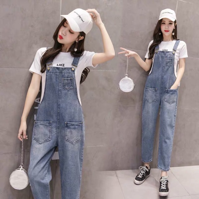 Quần bò yếm sẵn