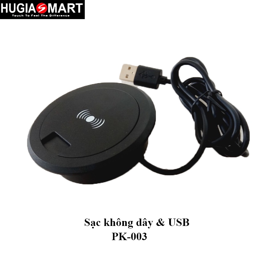 Bộ Sạc USB và sạc không dây phụ kiện tích hợp trên mặt bàn gỗ, tủ đầu giường, decor nội thất tiện ích