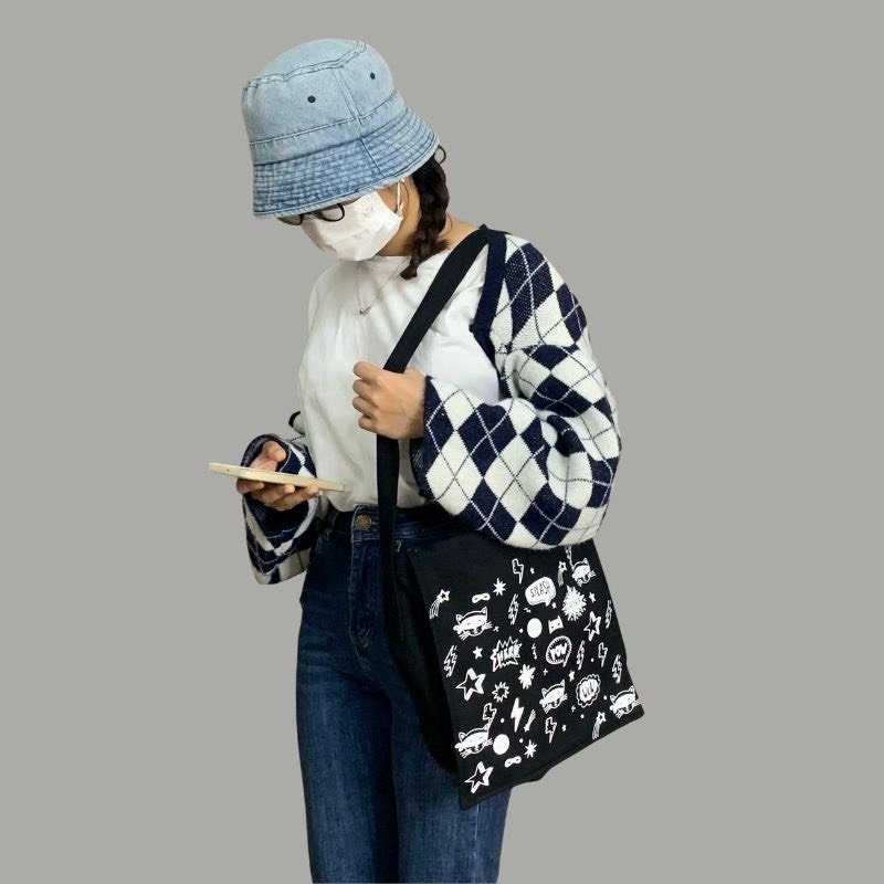 Túi tote đeo chéo nam nữ vải canvas phong cách ulzzang unisex giá rẻ đi học đi chơi