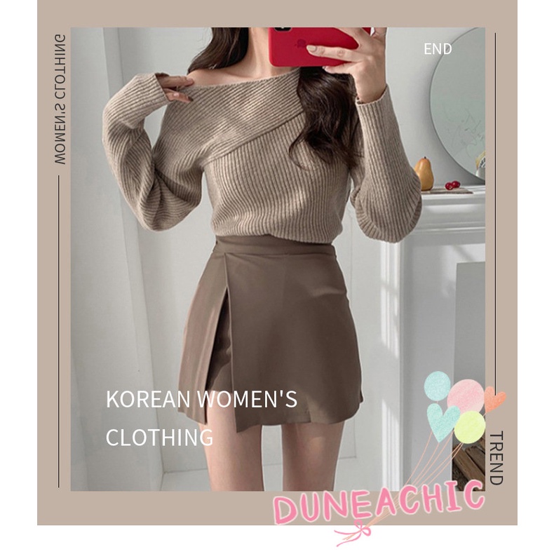 DUNEA Quần Culottes Lưng Cao Dáng Chữ A Xẻ Tà Quyến Rũ Dành Cho Nữ