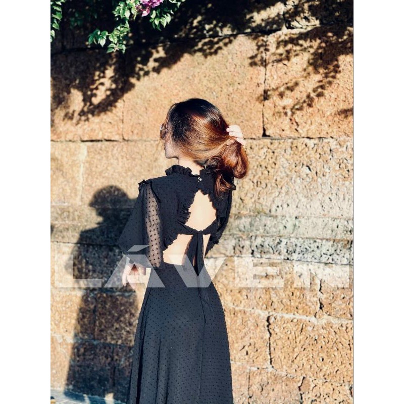 [Mã FATHANG5 giảm 10K đơn 50K] ĐẦM REN BI NỔI CỘT NƠ LƯNG | BigBuy360 - bigbuy360.vn