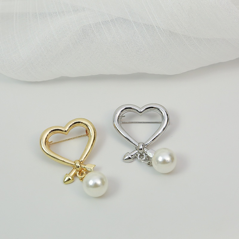 Ghim cài áo hình học bằng kim loại đính ngọc trai sáng tạo phong cách Hàn Quốc cho nam và nữ