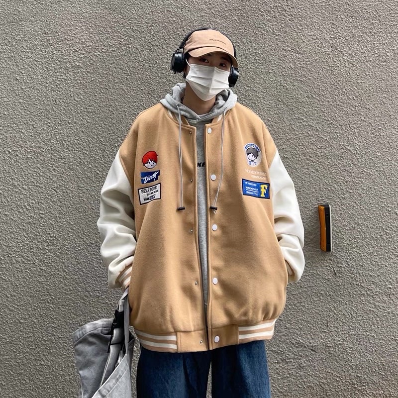 Áo khoác bomber unisex form rộng, Áo khoác nỉ bông ngoại cao cấp