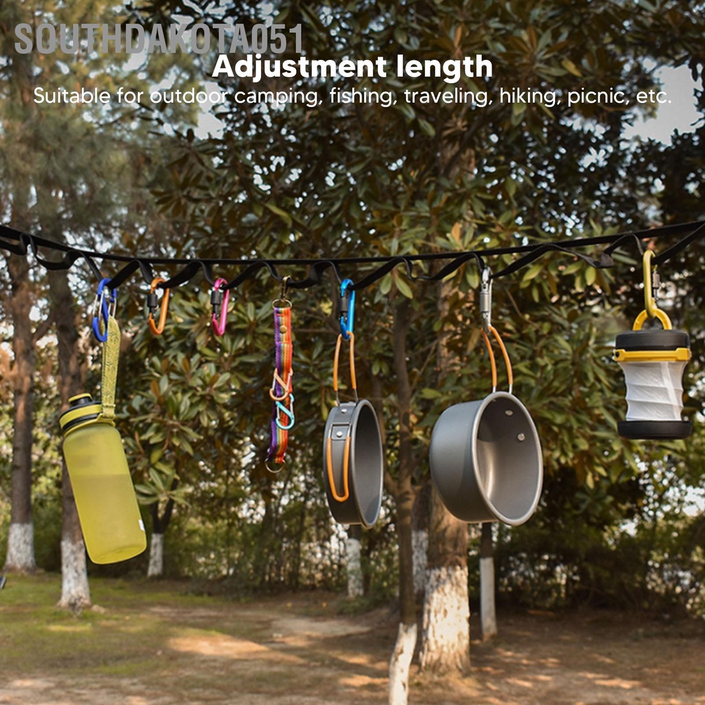 Southdakota051 Dây phơi quần áo cắm trại ngoài trờdi động có móc để câu cá Đi du lịch dã ngoại
