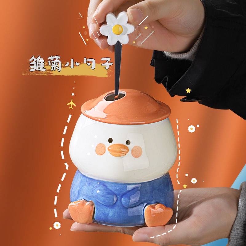 cốc cà phê cốc nước cốc sứ cốc cốc sữa cốc trong gió với nắp thìa cốc cốc quà tặng gốm sứ thiết kế dễ thương cốc chất lượng cao