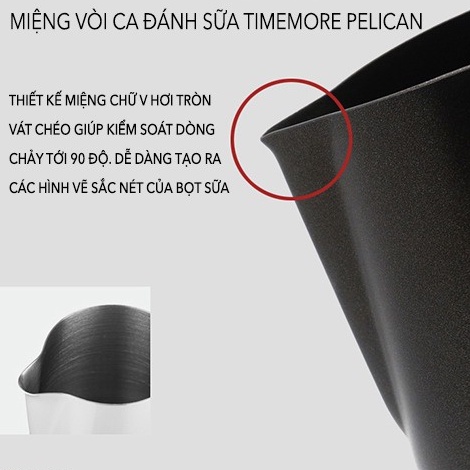 Time More | Ca Đánh Sữa 600ml Phủ Teflon Đen