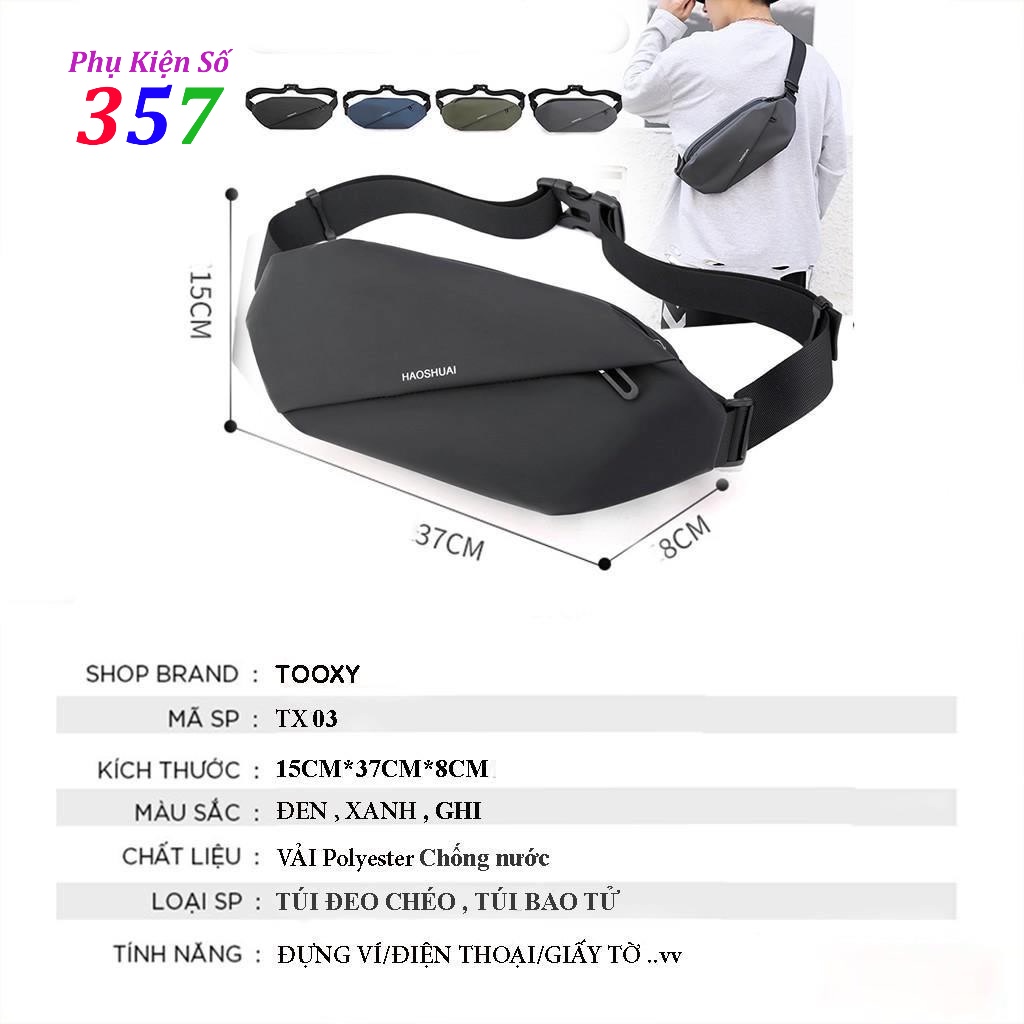 Túi đeo chéo Haoshuai chống nước thời trang phong cách PKS-1100-20