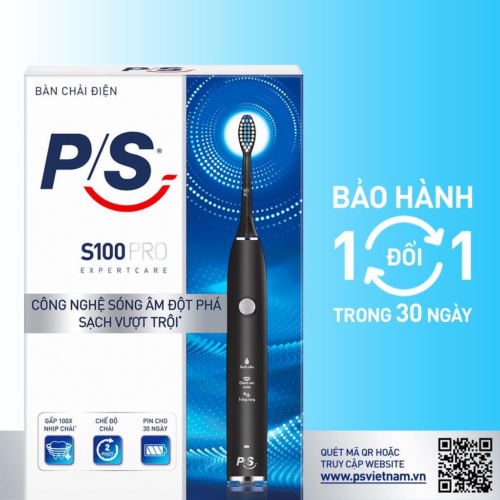 Bộ Bàn Chải Điện P/S S100 PRO màu đen &amp; Bộ 2 đầu chải thay thế Sạch Sâu