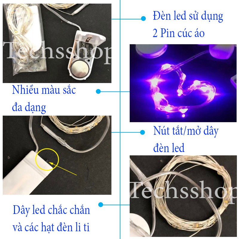 Dây Đèn Led Đom Đóm Trang Trí Dài 1M Kèm Theo 2 Pin Cúc Áo - Phụ Kiện Trang Trí Noel, Tết