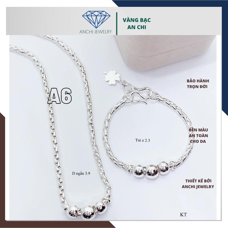 Bộ dây chuyền, lắc tay cho bé trai, chuẩn bạc thật không xỉn màu - an toàn cho bé. Anchi jewlery
