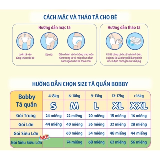 [MẪU MỚI] Tã Quần Bobby S46 miếng mẫu mới nhất cho bé 4-8kg