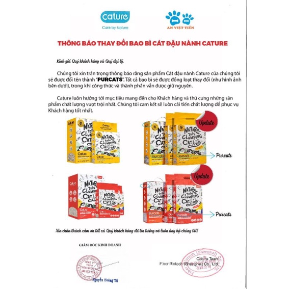 Cát Đậu Nành Vệ Sinh Cho Mèo - CATURE 7L | Có thể xả bồn cầu |Tofu