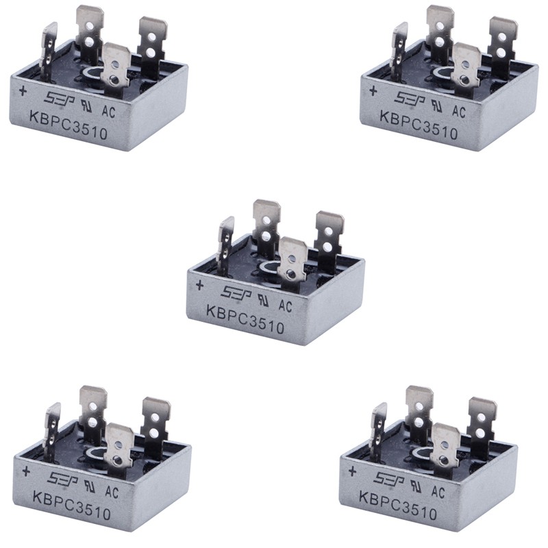 Bộ 5 thiết bị chỉnh lưu kiểu cầu 35A KBPC3510 1000V vỏ kim loại một pha
