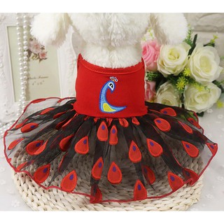 Đầm Cho Chó Mèo - Đầm Con Công (Vải Cao Cấp)