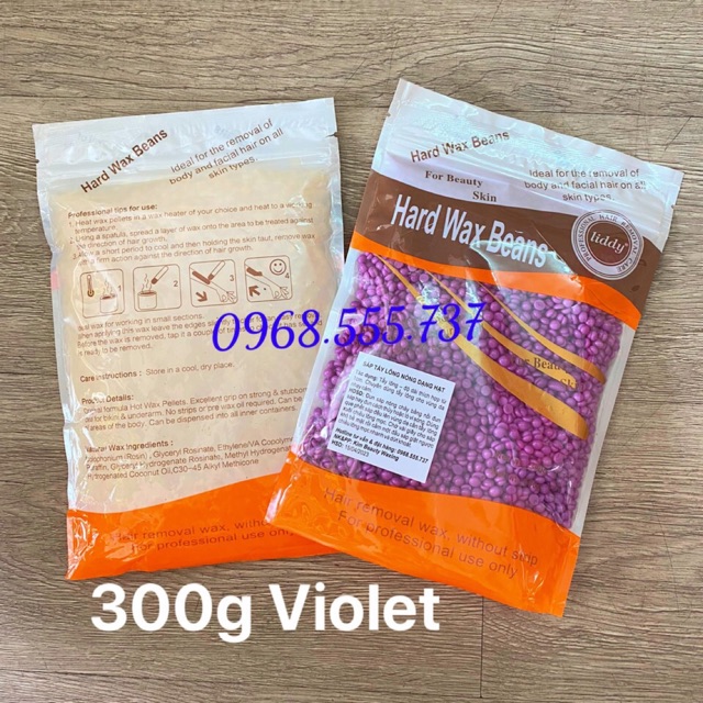 300g Sáp tẩy lông hạt đậu Hard wax beans Liddy Chính hãng Violet Hoa lan Tím siêu ăn lông