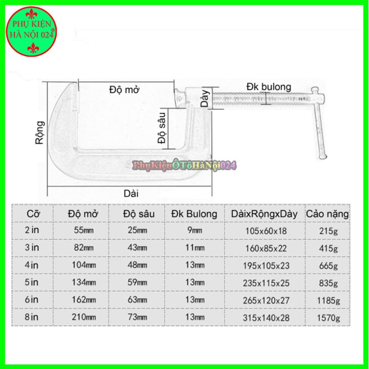 Cảo Chữ C,Cảo Chữ G Kẹp Gỗ Vam Chữ C