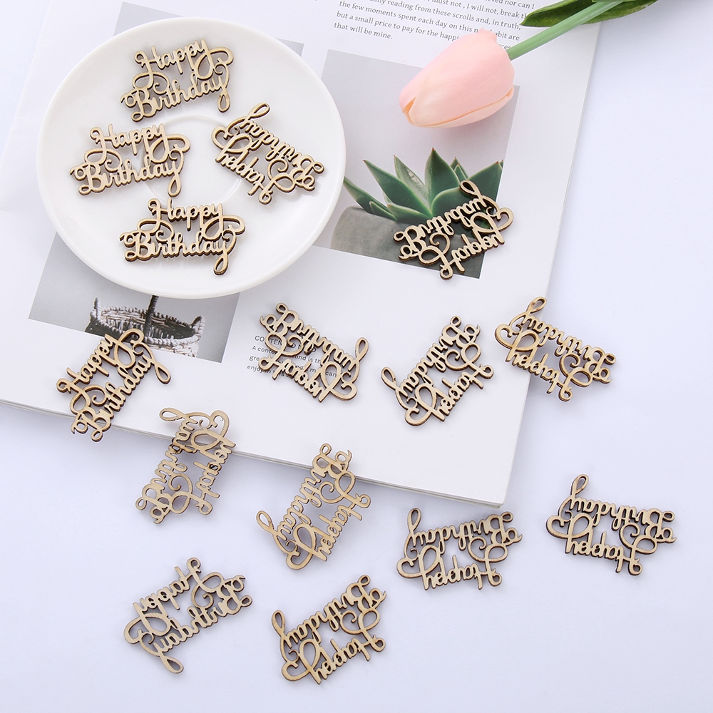 Bộ 15 Miếng Gỗ Khắc Chữ Dùng Để Trang Trí