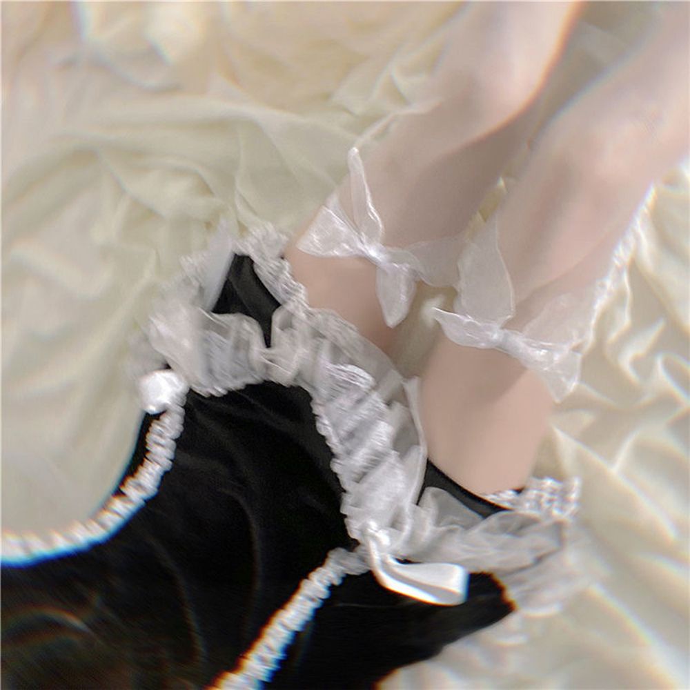 Vớ cotton dài qua gối đính nơ dễ thương dành cho nữ