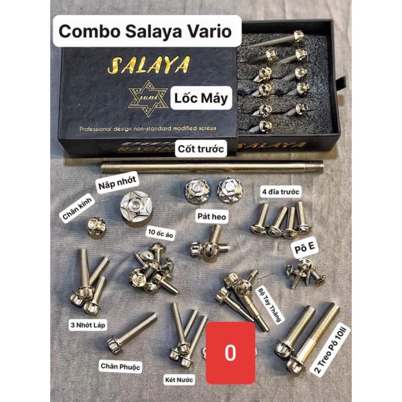full combo ốc salaya inox 304 gắn xe honda vario click sh mode vision