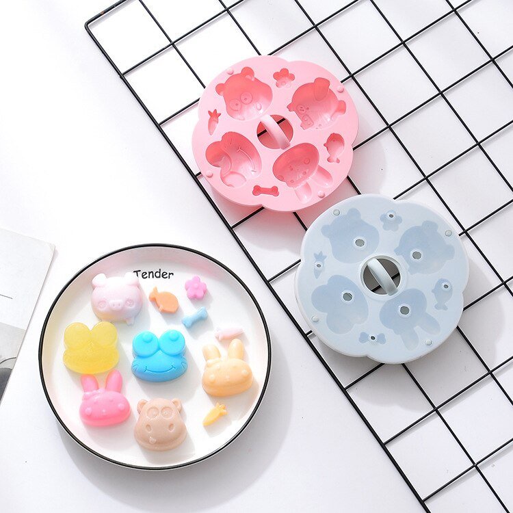 Khuôn silicone cao cấp KidsWorld làm bánh cho bé hình con vật có nắp đậy