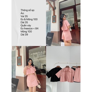 Set chân váy form a kèm áo croptop xếp li tỉ mỉ