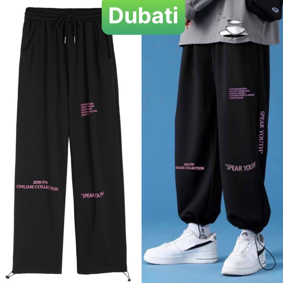 QUẦN JOGGER NAM NỮ UNISEX CHẤT NỈ DÀY DA CÁ ỐNG SUÔNG RỘNG THÊU CHỮ YOUTH RÚT DÂY HÀN QUỐC NEW - DUBATI FASHION