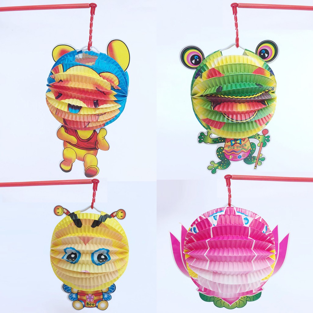 Set 4 lồng đèn giấy cỡ bé (đường kính mép ngoài 15cm)